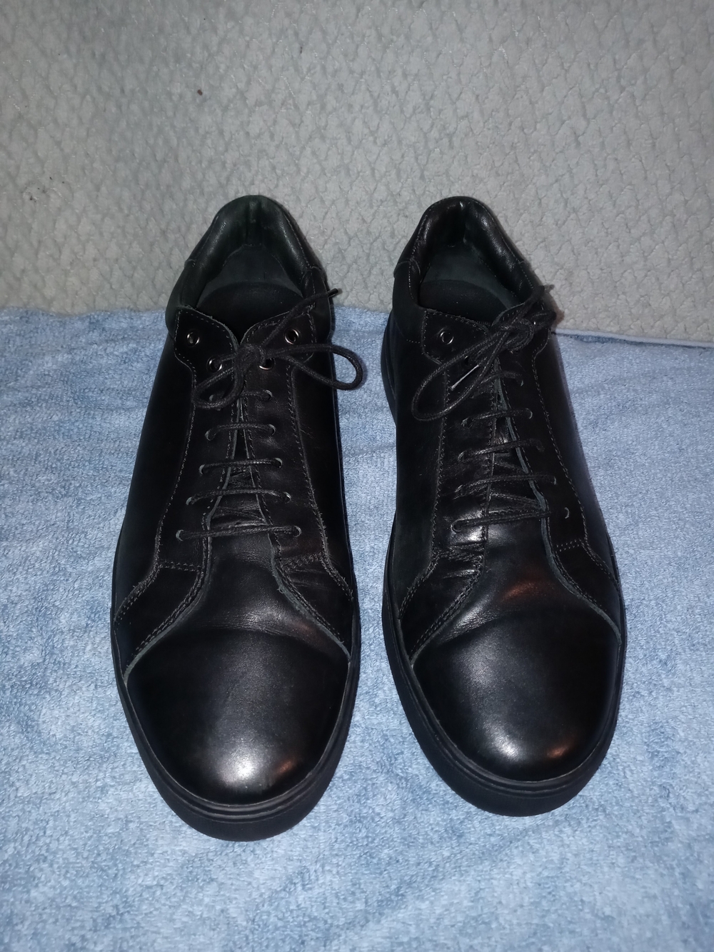 AllSaints Mens Black Leather Lace Up Sneaker Shoes Size EU 45